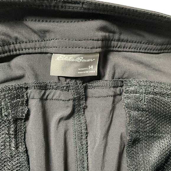 Eddie Bauer Black Women's Size 14 Outdoors Pants Zip Back Pockets Snap Bottoms - Picture 8 of 11